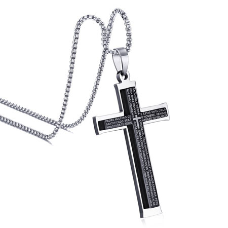 Titanium Stainless Steel Cross Pendant Necklaces for Men